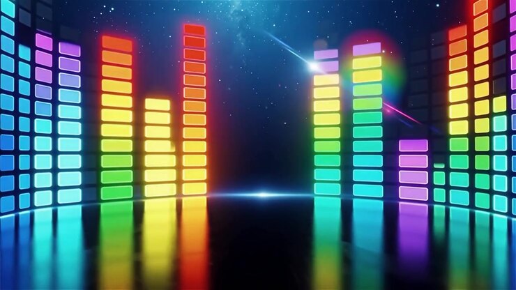 Futuristic Rainbow Neon Music Equalizer Visualizer Background
