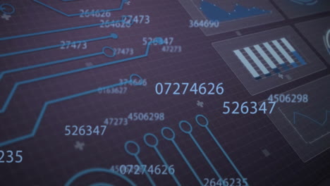 animación del procesamiento de datos digitales a través de una placa de circuitos informáticos