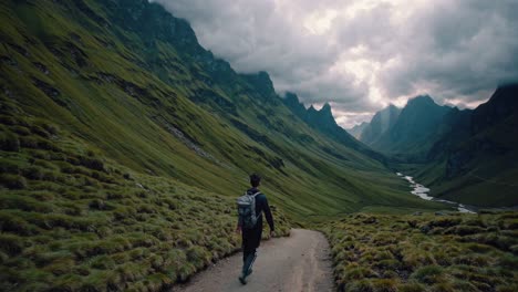 hiking in a mountain valley