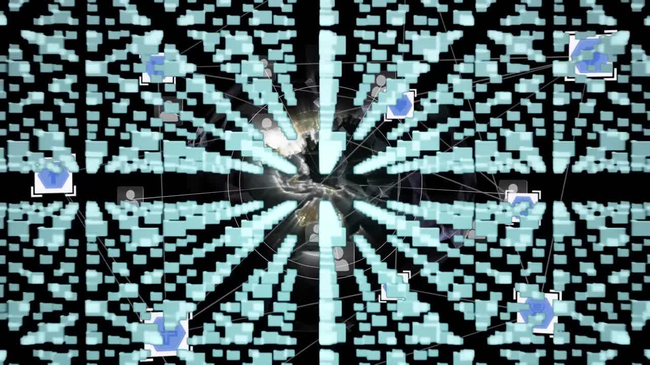 보안 잠금과 폴더 아이콘이 지구 회전에 반대하여 움직입니다.