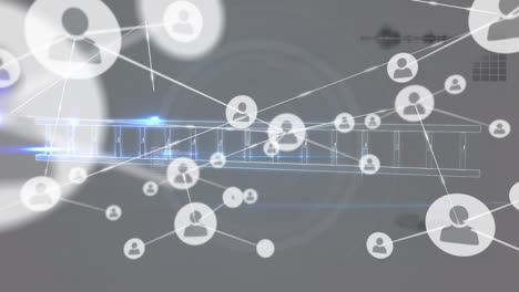 animación de la red de conexiones sobre la cadena de adn
