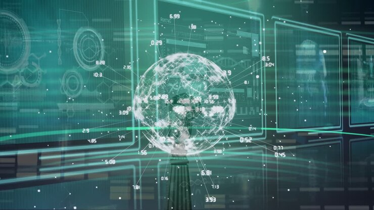 Animation of globe over data processing