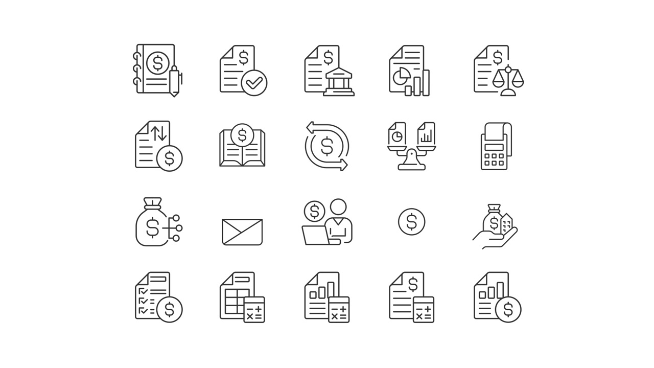 Animated Line Icons for Finance, Accounting, and Business