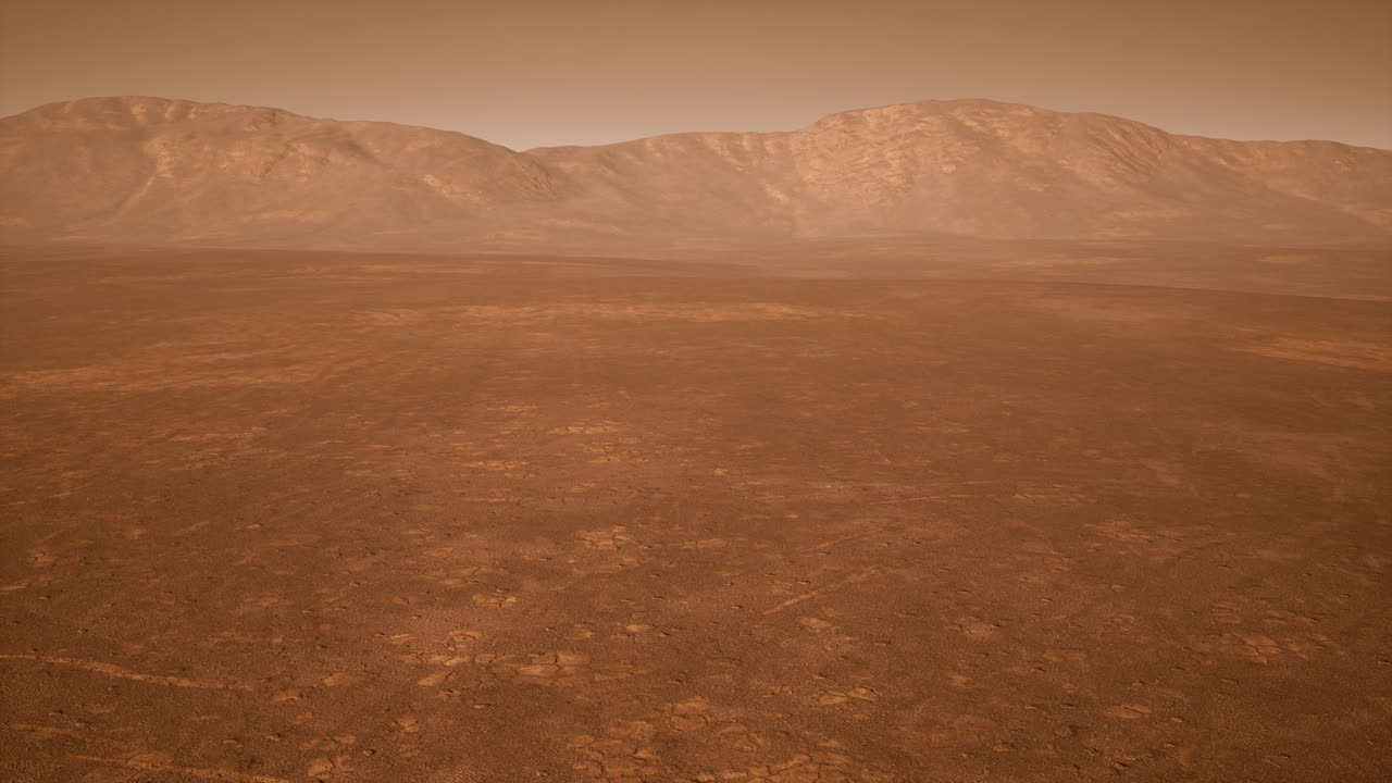 Fantastico paesaggio marziano in tonalità arancioni arrugginite