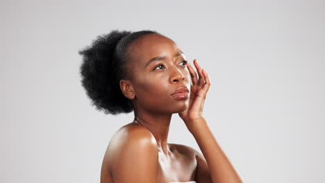 Black-woman,-face-and-skin,-skincare-and-beauty