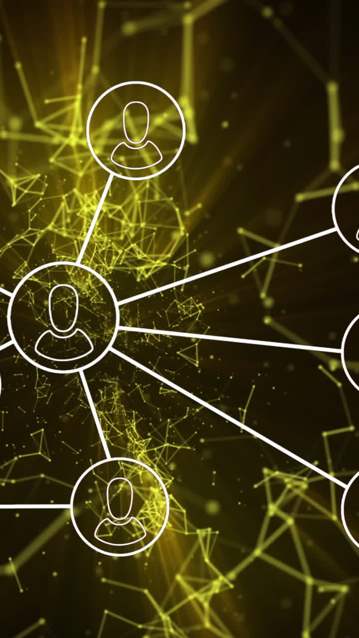 animación de la red de conexiones con los iconos de la gente en todo el mundo