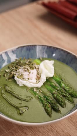 asparagus soup with poached egg