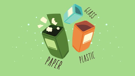 recycle waste bins ecology animation