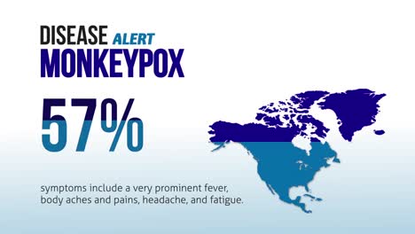 animatie van monkeypox tekst en wereldkaart op witte achtergrond