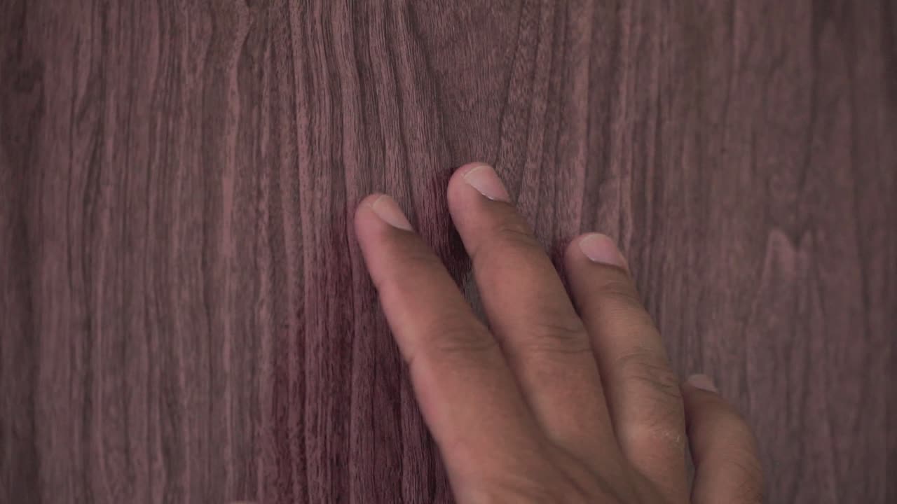 A human hand touched the surface of the wooden door. It seemed hesitant to knock, but eventually opened the door