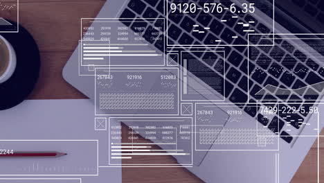 animation of digital data processing over laptop