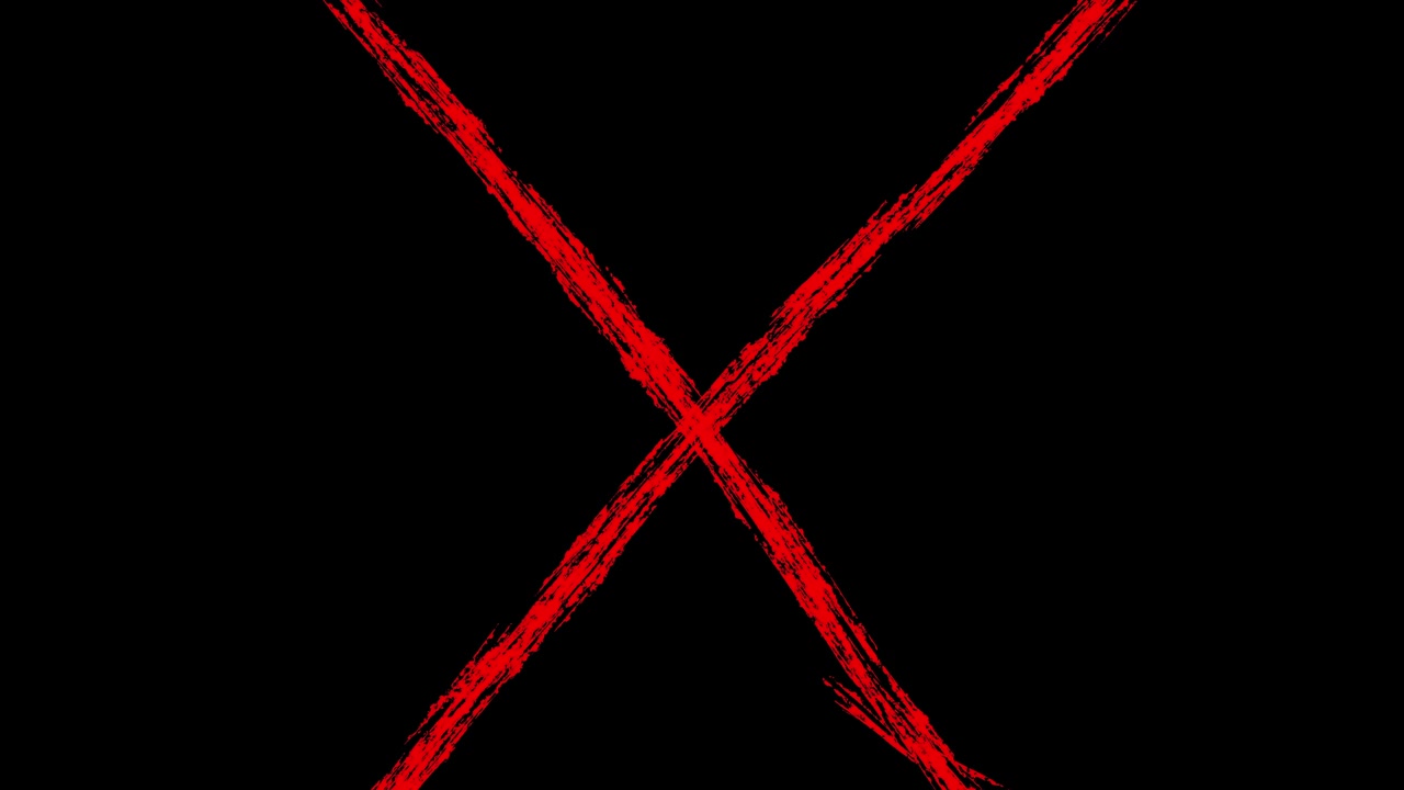 Animated Red Grunge X Symbol on Black Background