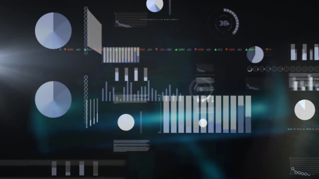 animación de estadísticas y procesamiento de datos en pantallas digitales
