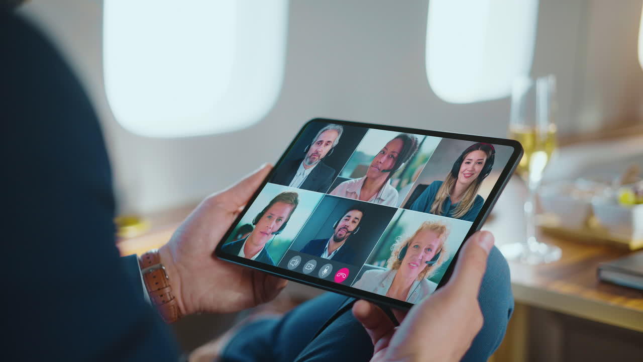Video Call on Tablet in Airplane