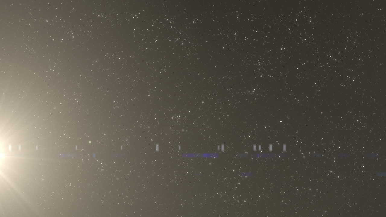 검은 바탕에  점 위에 렌즈 플레어의 애니메이션