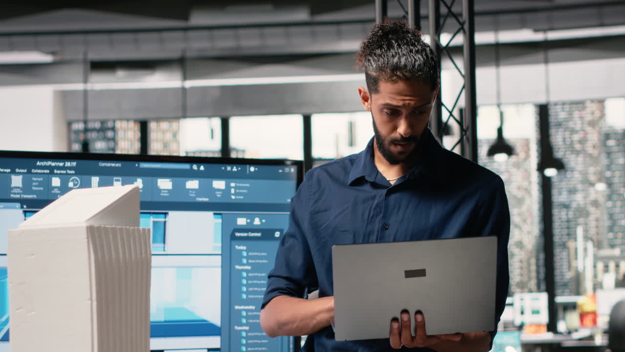 Vertical Video Middle eastern property contractor evaluate a housing construction