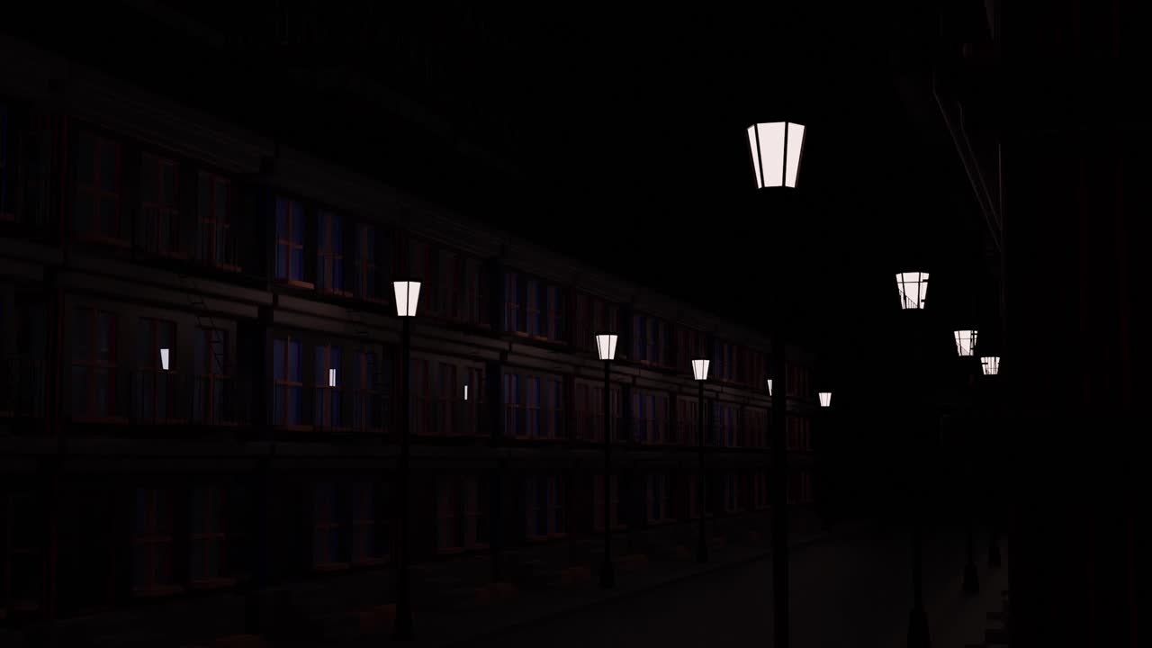 Strada cittadina buia e vuota di notte