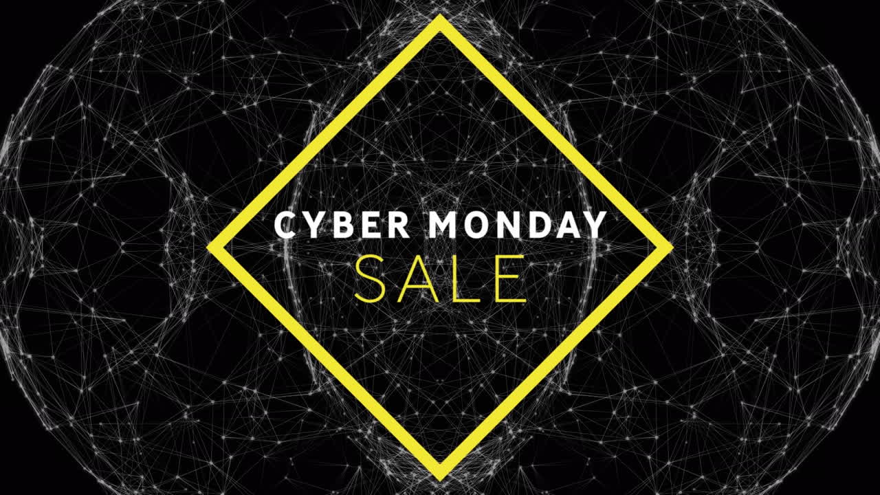 연결 네트워크를 통해 사이버 월요일 판매 텍스트의 애니메이션