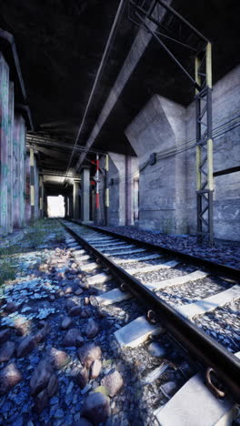 graffitiadorned train track piercing tunnel