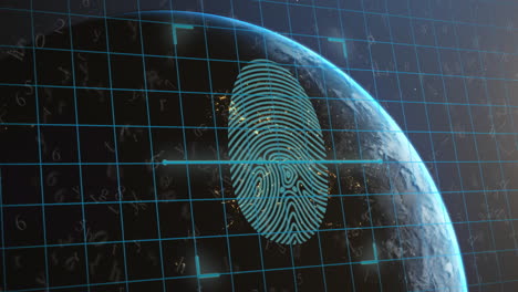 Animation-of-biometric-fingerprint-and-scope-scanning-over-globe