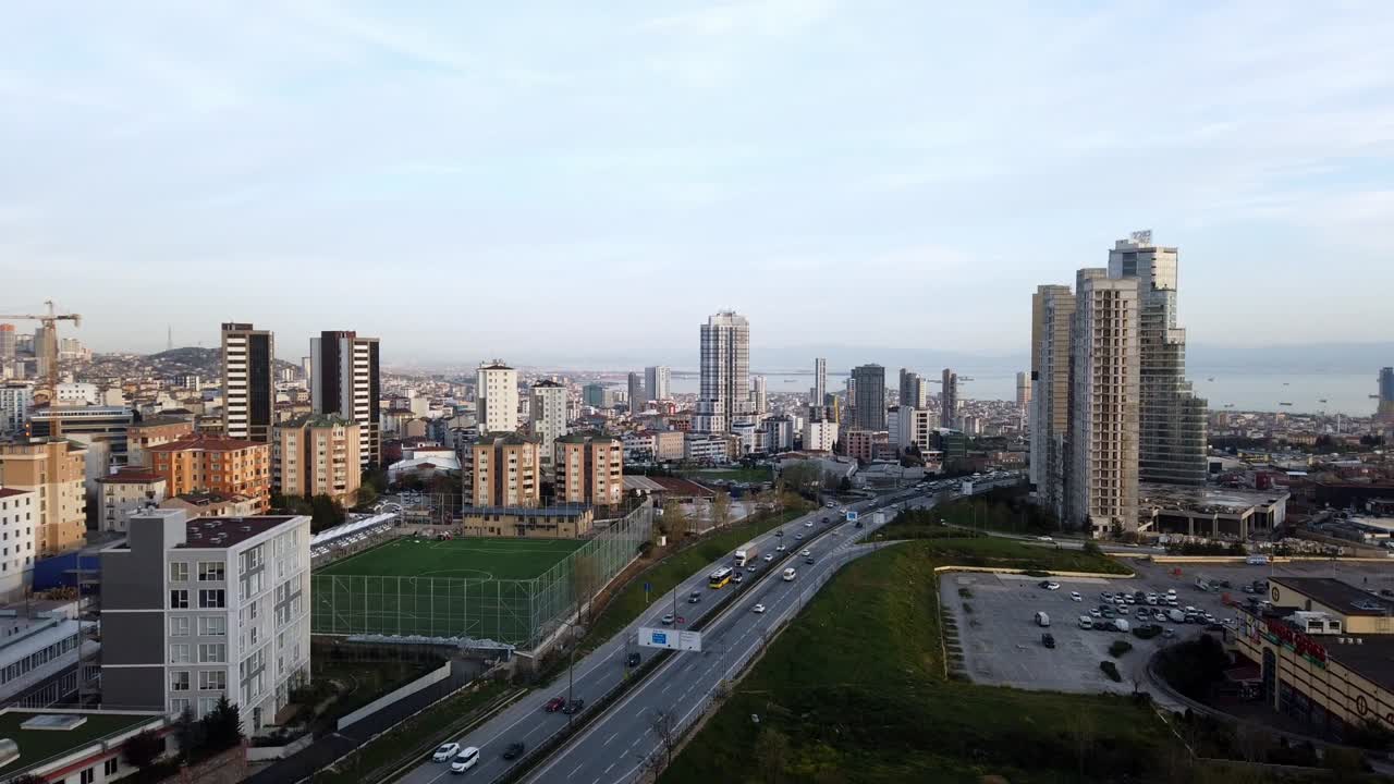 Day to Night Time Lapse of Istanbul Cityscape with Towers and Traffic