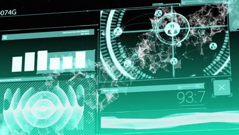 animation of data processing over dna strand on green background