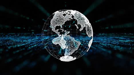 exploring the digital world: a dynamic visualization of earth surrounded by streaming data in a futuristic 3d representation of global connectivity and technology