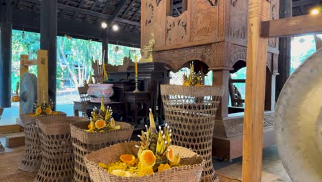 gong and offerings in a cultural setting