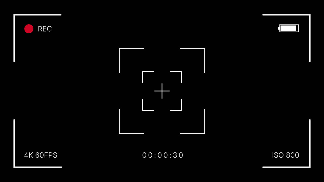Camera Viewfinder Recording Interface Overlay on Black Background