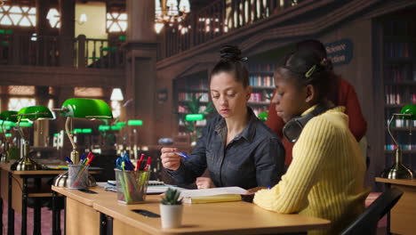 tutoring session in a library