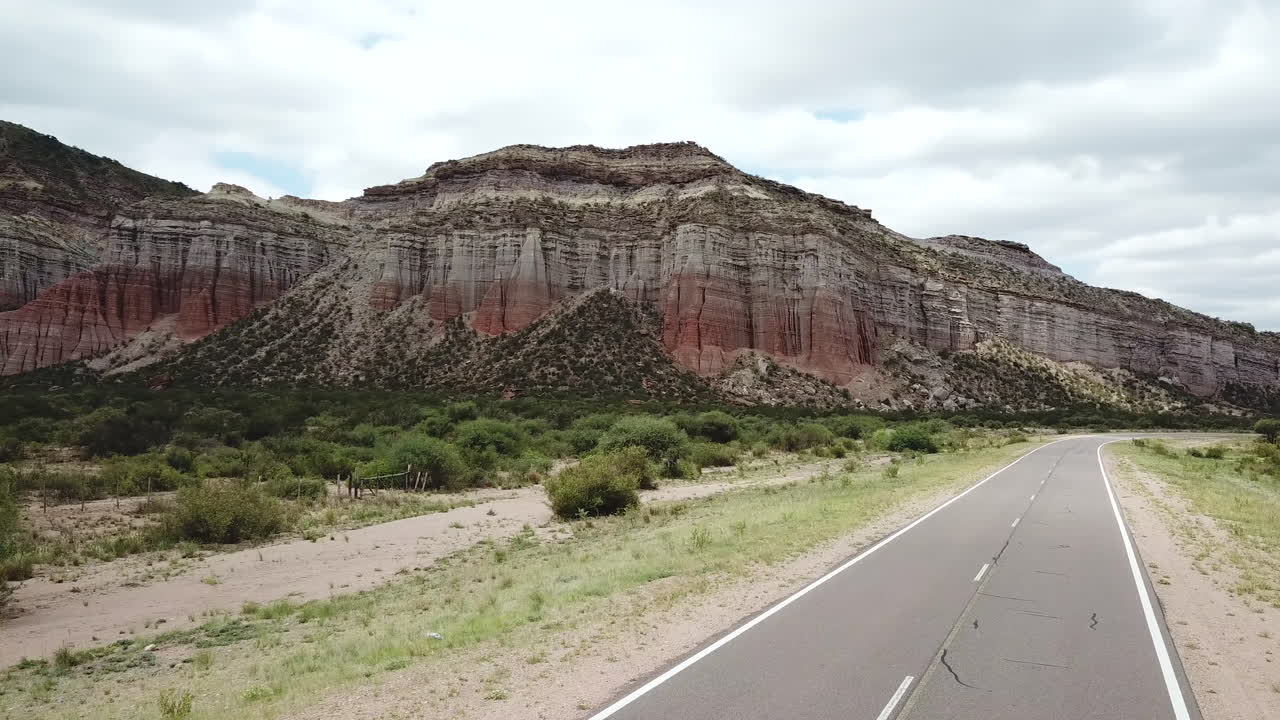 Talampaya National Park, Argentina, Drone Aerial View of Striped Sandstone Hills in Countryside Landscape