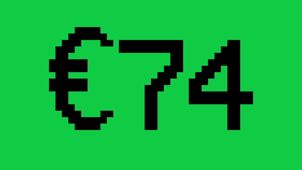 Euro rising from 0 to 100 - Digital counter number 0-100 - Loading progress bar with percentage - 0-100€ - Count up From 100 to 0