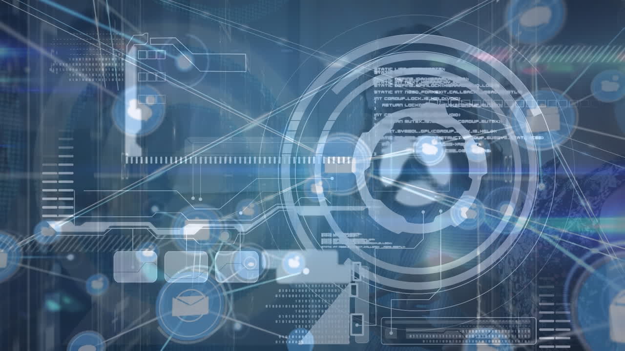 사무실에서 다양한 비즈니스 사람들에 대한 데이터 처리의 애니메이션