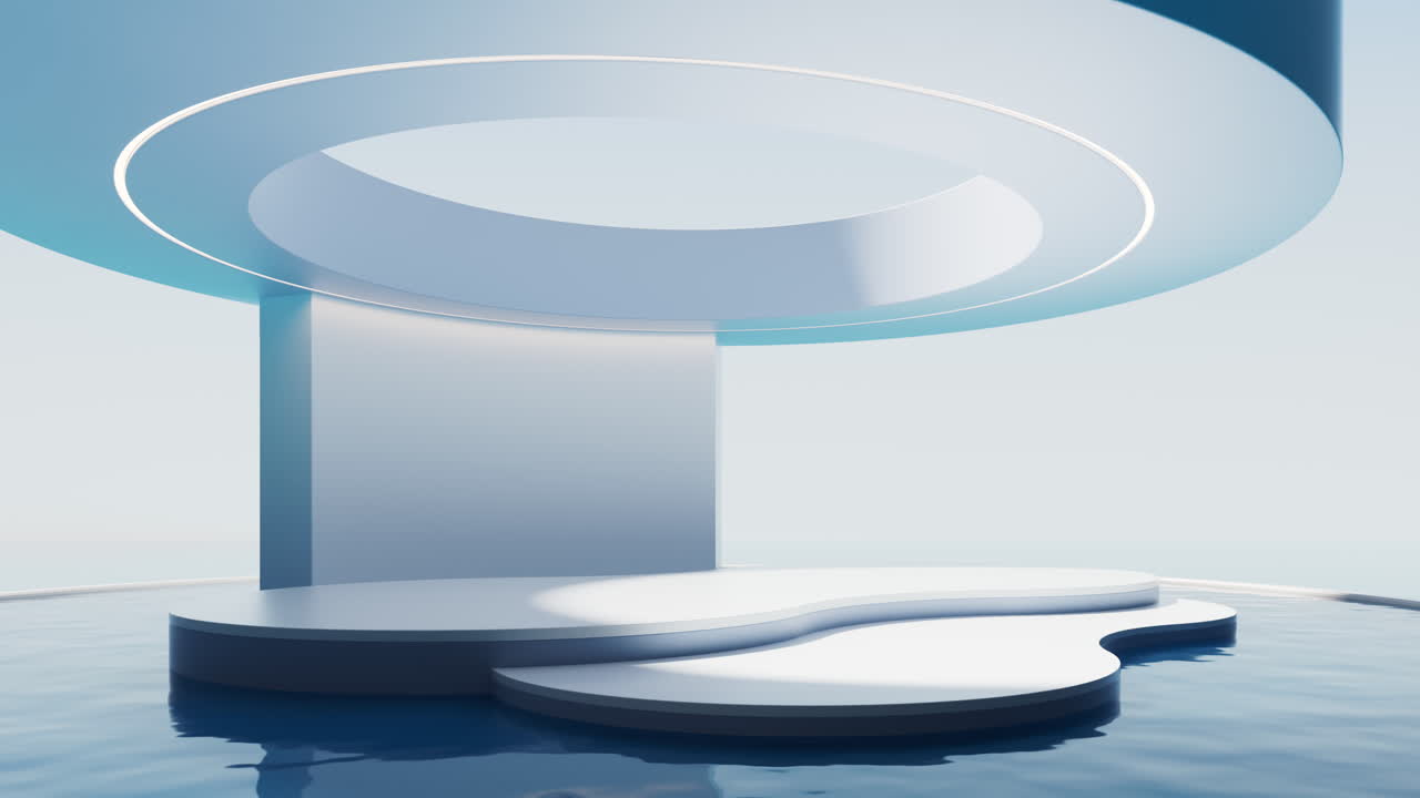 пустая комната с водной поверхностью, 3d-рендеринг.