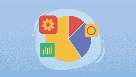 statistics pie infographic with gear animation