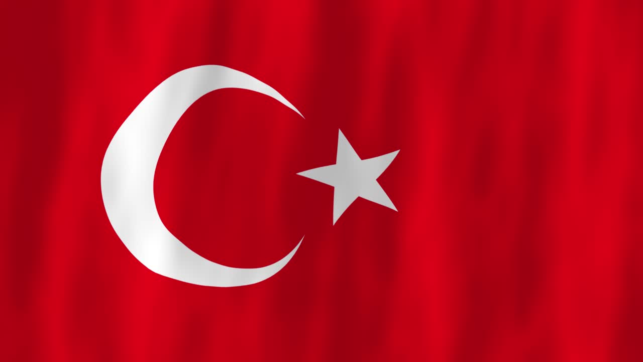 Turkey flag country animation 3D symbol design waving in wind movement national patriotism world culture emblem banner white red West Asia Middle East