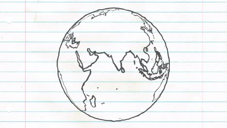earth drawing paper cartoon hand drawn animation spinning globe world pen loop