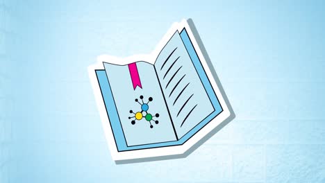 Animation-of-notebook-icon-moving-on-blue-background