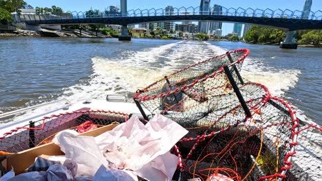 crab pots on a boat in gold coast