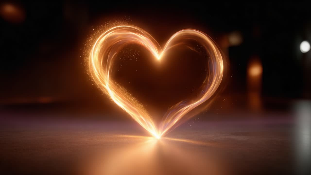 An enchanting heart shape illuminated by shimmering sparks against a dark backdrop, symbolizing love, connection, and warmth in a captivating visual display