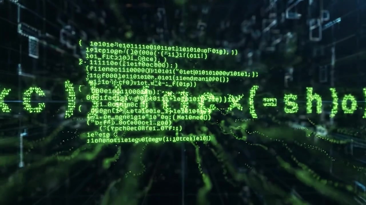 Dynamic Green Glow in a Digital Landscape: Exploring the Intricacies of Virtual Data Flow in a Captivating Abstract Visualization of Movement and Energy