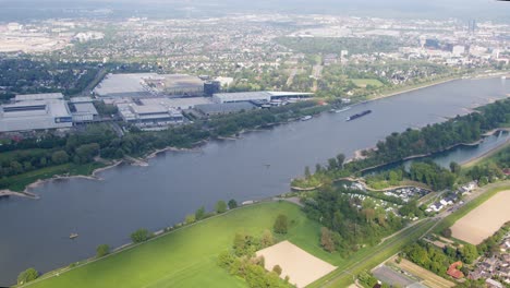 High-resolution-video-from-the-Messe-Duesseldorf,-taken-from-a-helicopter