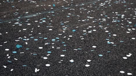 festival event or party marathon confetti on street