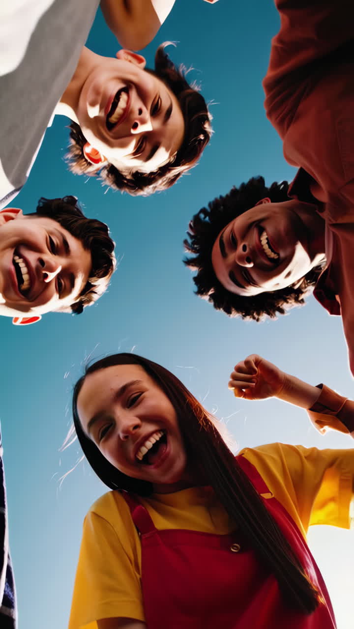 Joyful Group of Diverse Friends Smiling Down