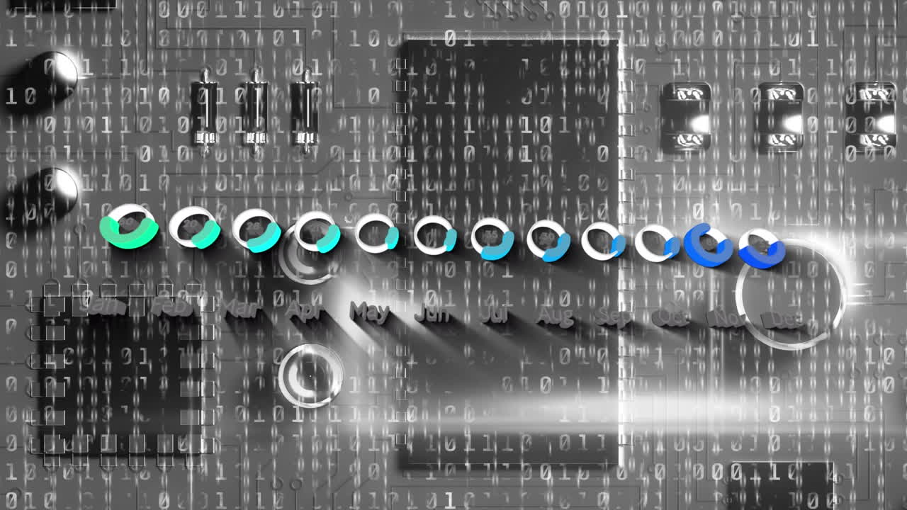 анимация обработки данных на компьютерной схеме