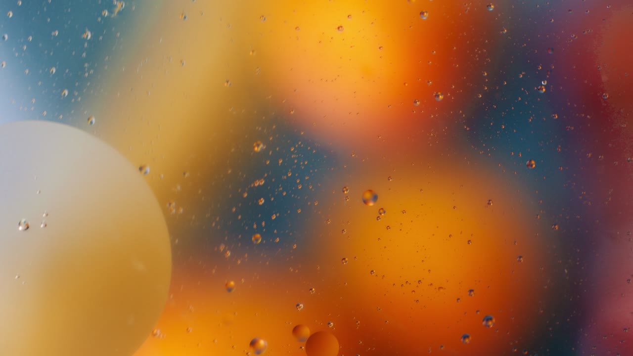 다채로운 기름 구성, 거품 움직임, 4k