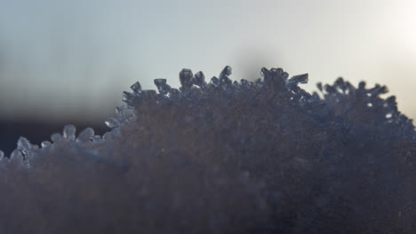 super close up macro shot of ice crystals backlit by the sun