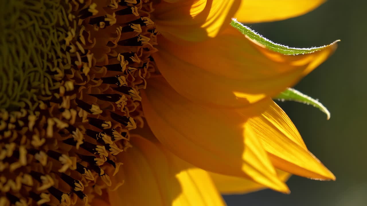 Close-up of a Sunflower in Golden Sunlight