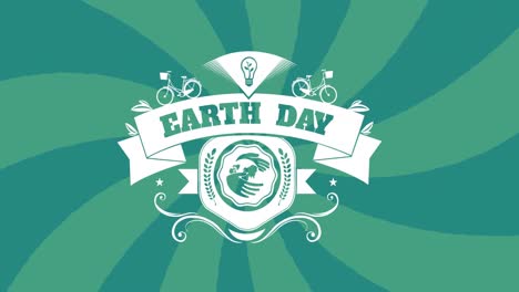 animation of earth day banner on green background