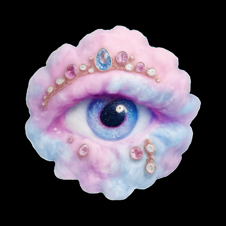 Magical Cloud Eye with Starry Pupil and Gemstone Crown